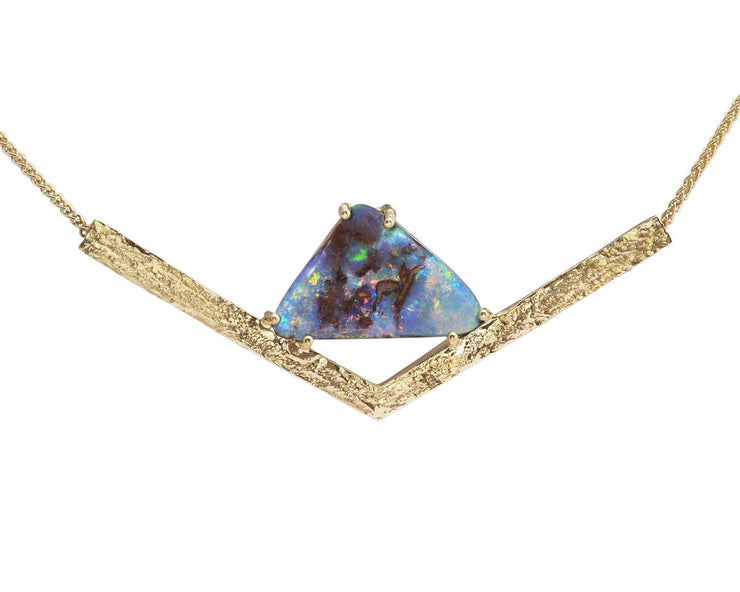 14K Yellow Gold Australian Boulder Opal Neckpiece