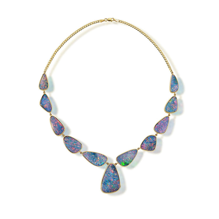 14K Yellow Gold Australian Opal Doublet Neckpiece