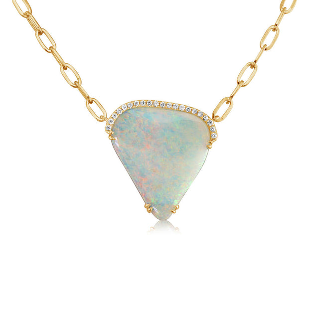 14K Yellow Gold Australian Opal/Diamond Neckpiece