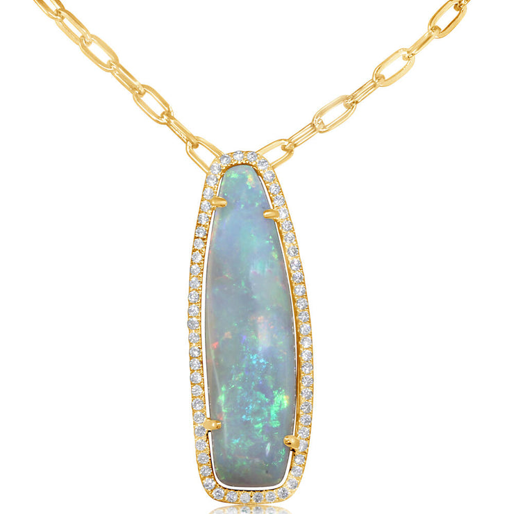 14K Yellow Gold Australian Opal/Diamond Neckpiece