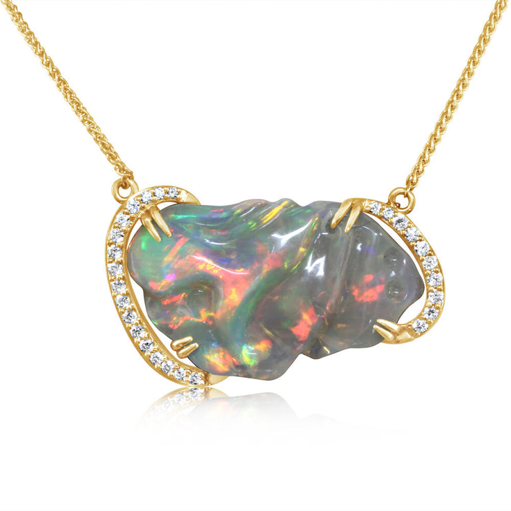 18K Yellow Gold Australian Opal/Diamond Neckpiece