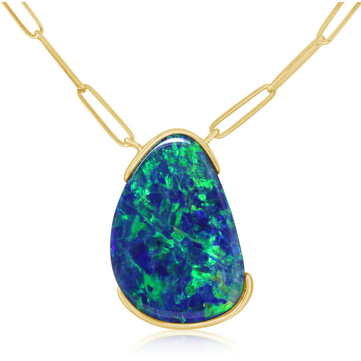 14K Yellow Gold Australian Opal Doublet Neckpiece