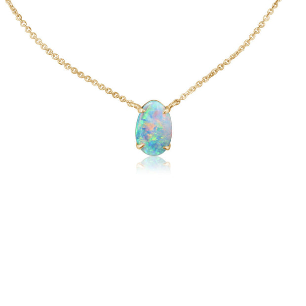 14K Yellow Gold Australian Opal Doublet Neckpiece