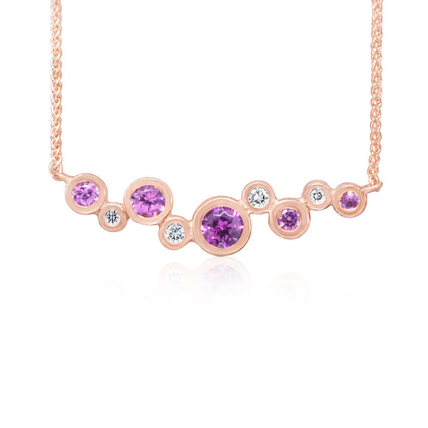 14K Rose Gold Purple Garnet/Diamond Neckpiece with Sandblast Finish