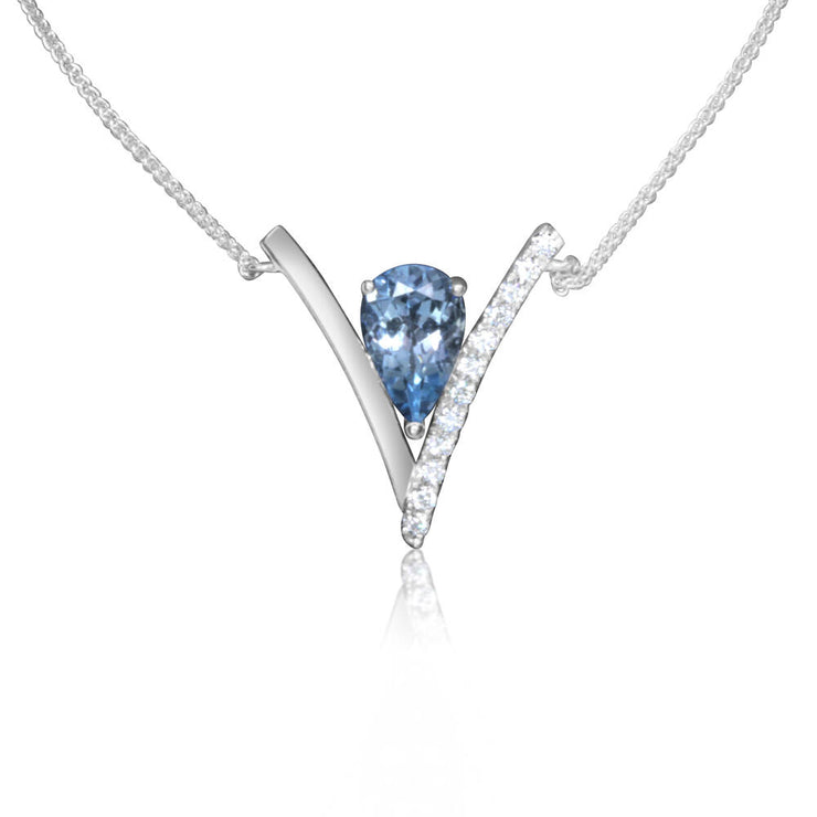 14K White Gold Aquamarine/Diamond Neckpiece