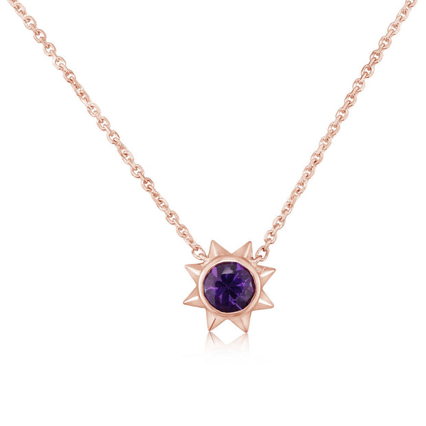 14K Rose Gold Amethyst Sun Neckpiece