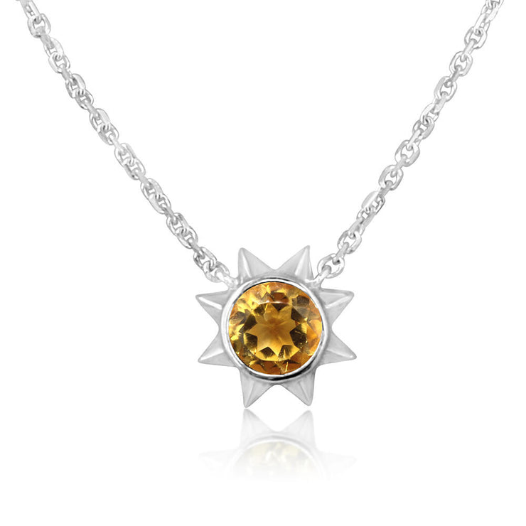 14K White Gold Citrine Sun Neckpiece