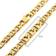 8mm 18Kt Gold IP Mariner Link Chain Necklace