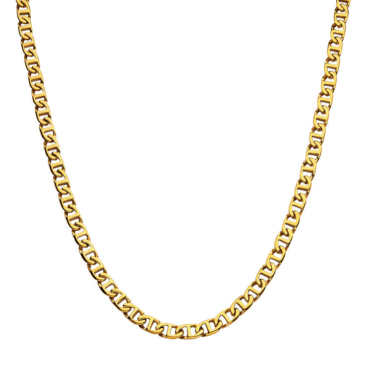 8mm 18Kt Gold IP Mariner Link Chain Necklace