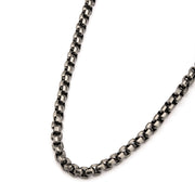 Steel Gun Metal IP Round Box Chain Necklace