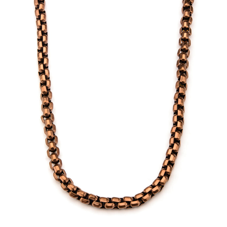 Rose Gold IP Round Box Chain Necklace