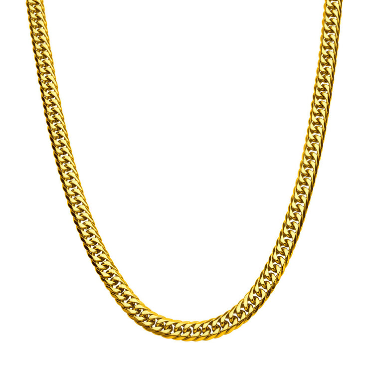 8mm 18Kt Gold IP Dome Curb Chain Necklace