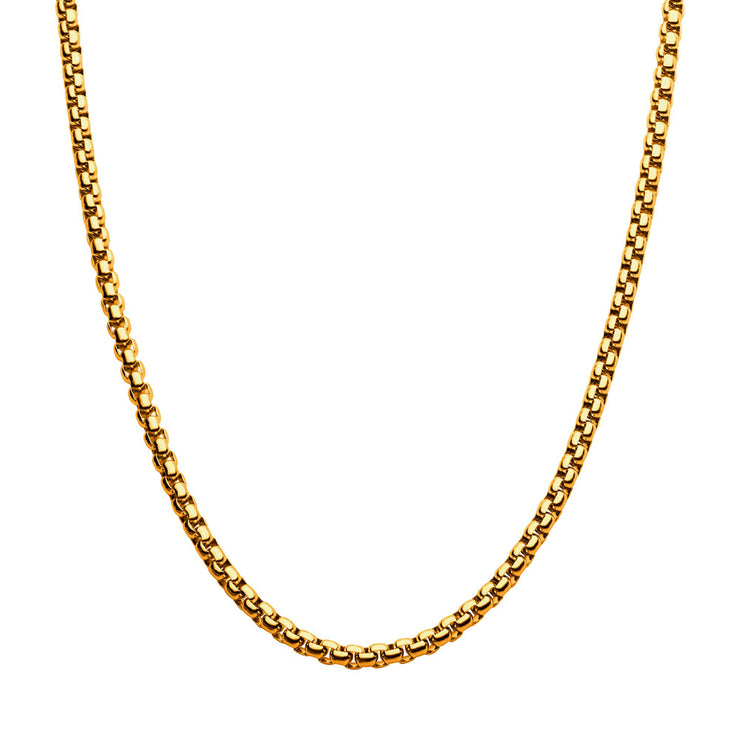 4mm 18Kt Gold IP Bold Box Chain Necklace