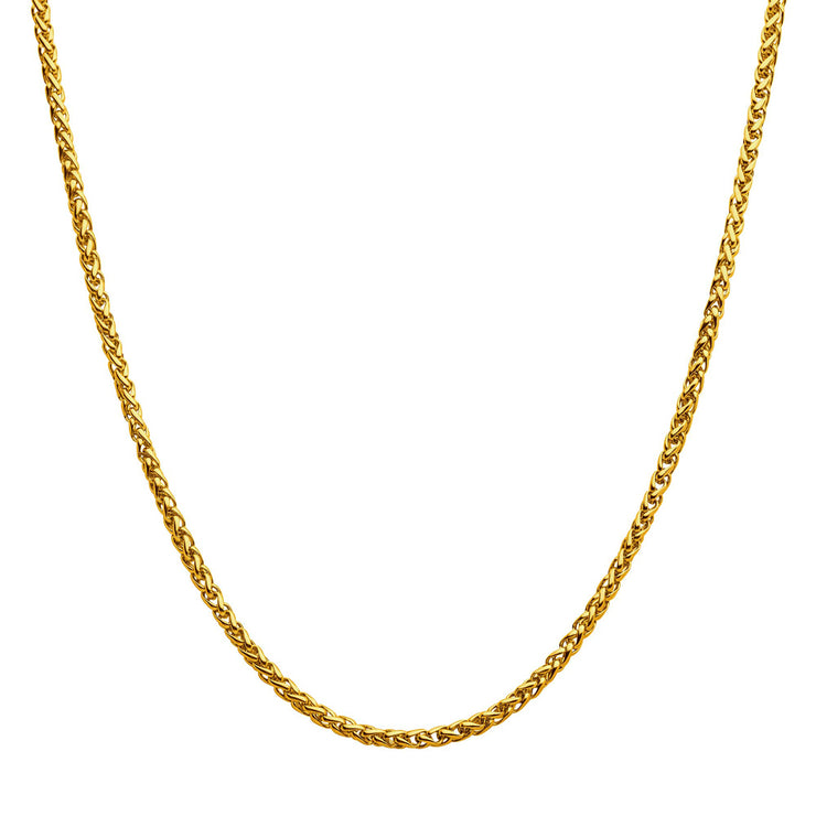 4mm 18Kt Gold IP Wheat Chain Necklace