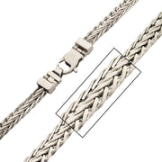 Brushed Matte Finish Stainless Steel Double Diamond Cut Spiga Chain Necklace