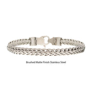 Brushed Matte Finish Stainless Steel Double Diamond Cut Spiga Chain Bracelet