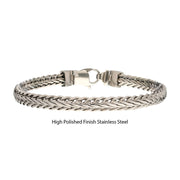 High Polished Finish Stainless Steel Double Diamond Cut Spiga Chain Bracelet