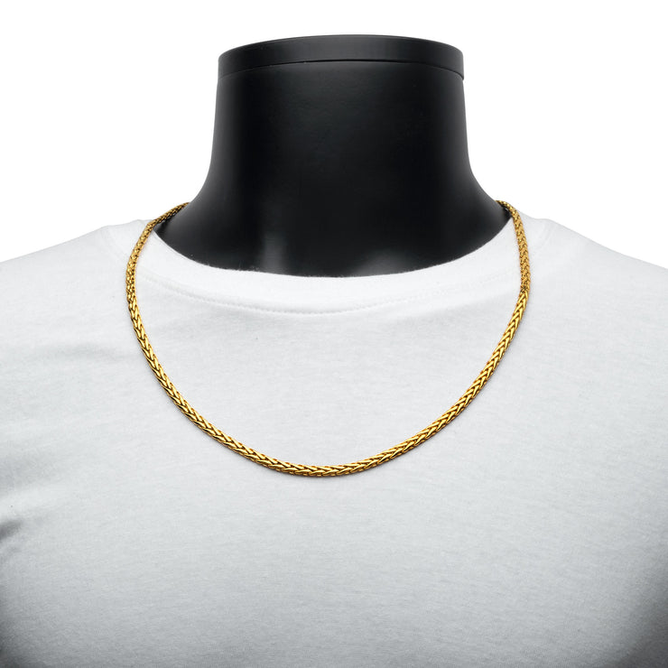 5mm 18Kt High Polished Finish Gold IP Stainless Steel Spiga Chain Necklace