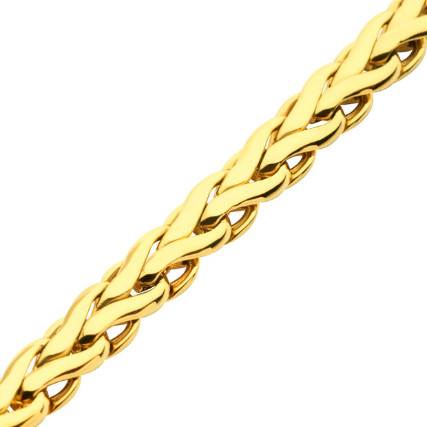 5mm 18Kt High Polished Finish Gold IP Stainless Steel Spiga Chain Bracelet