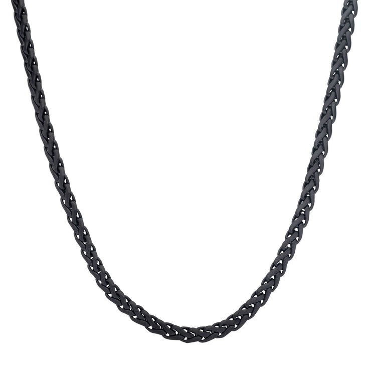 5mm Matte Finish Black IP Stainless Steel Spiga Chain Necklace