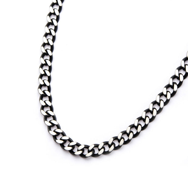 Black IP Diamond Cut Chain Necklace