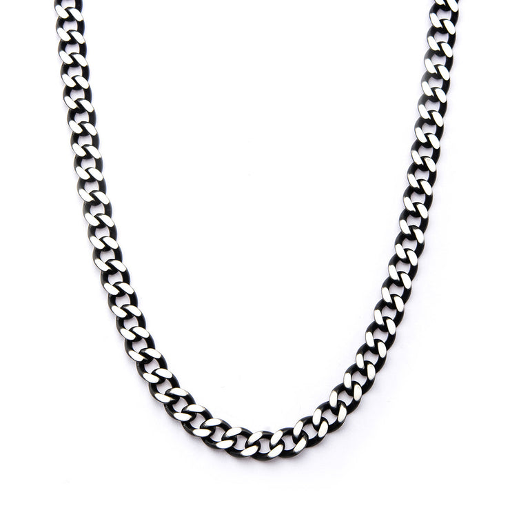 Black IP Diamond Cut Chain Necklace