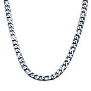 3mm Blue IP Figaro Chain Necklace