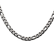 Black IP Figaro Chain Necklace