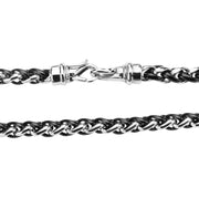 Stainless Steel & Black IP Wheat Chain Necklace