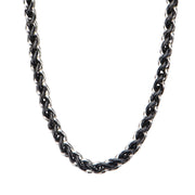 Stainless Steel & Black IP Wheat Chain Necklace