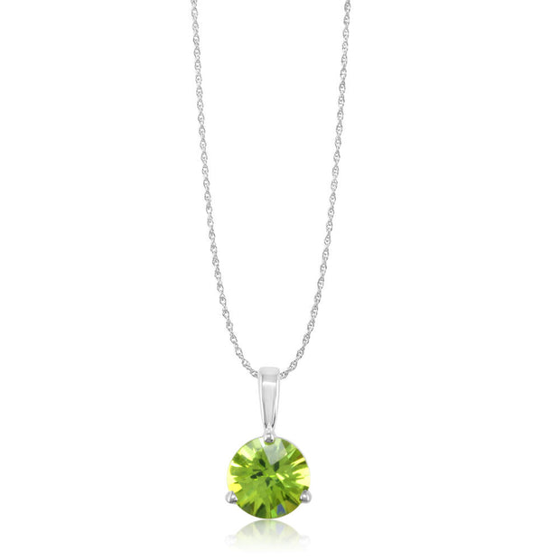 14K White Gold Checkerboard Peridot Martini Pendant