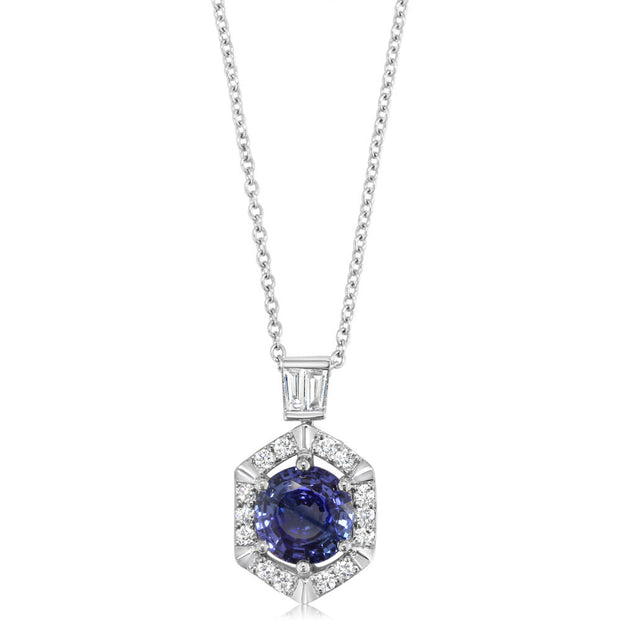 Platinum Ceylon Sapphire/Diamond Pendant