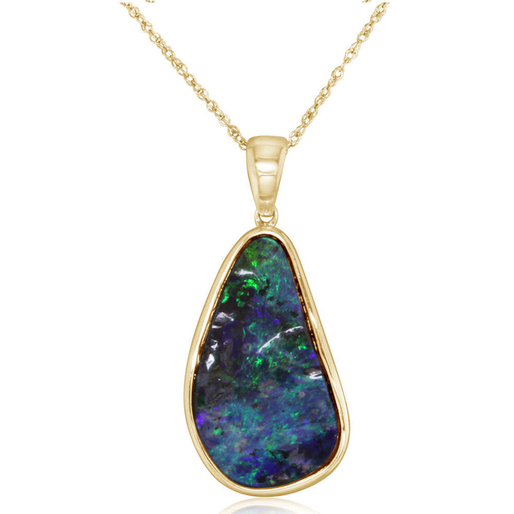 14K Yellow Gold Boulder Opal Medium Bail Pendant