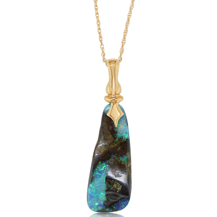 14K Yellow Gold Australian Boulder Opal Pendant