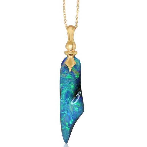 14K Yellow Gold Australian Boulder Opal Pendant