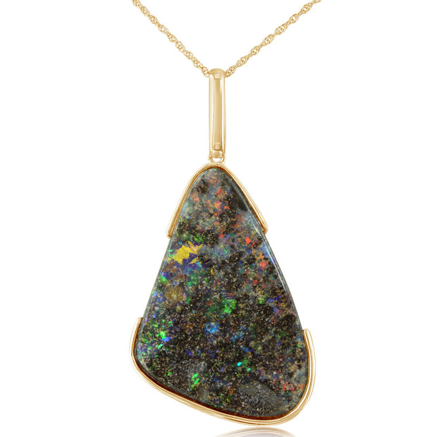 14K White Gold Australian Opal Doublet Pendant