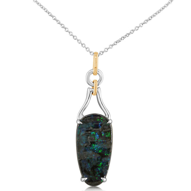 Sterling Silver /14K Yellow Gold Australian Boulder Opal Pendant