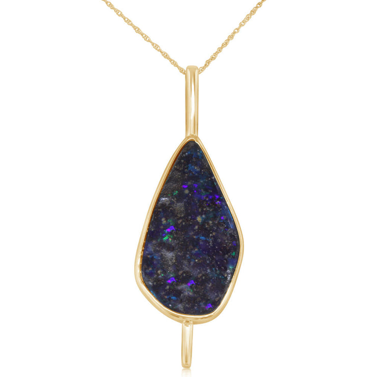 14K Yellow Gold Australian Boulder Opal Pendant