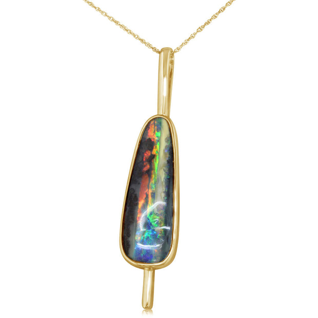 14K Yellow Gold Australian Boulder Opal Pendant