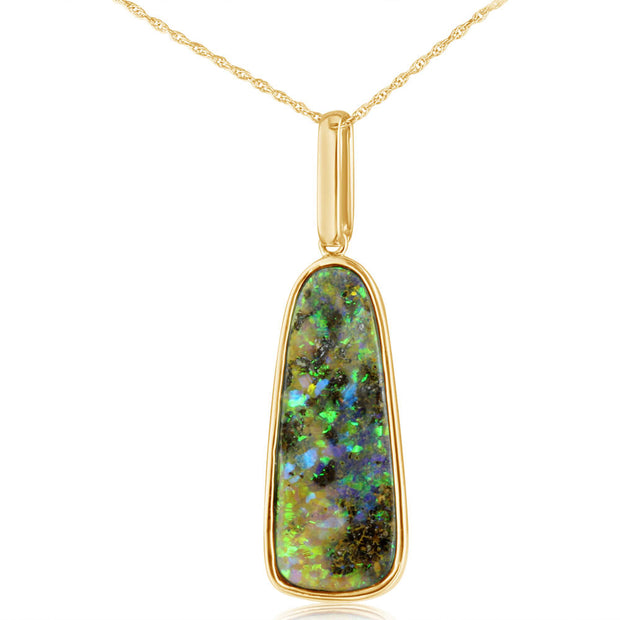 14K Yellow Gold Australian Boulder Opal Pendant