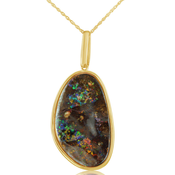 14K Yellow Gold Australian Boulder Opal Pendant