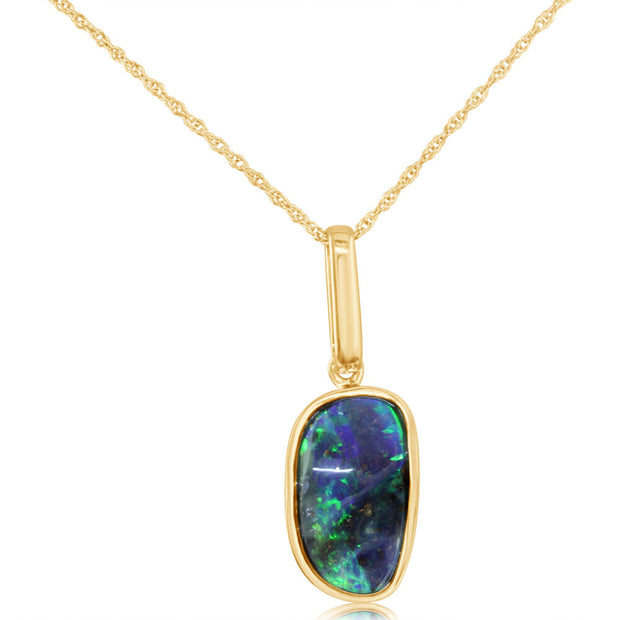 14K Yellow Gold Australian Boulder Opal Pendant