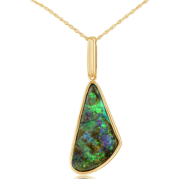 14K Yellow Gold Australian Boulder Opal Pendant