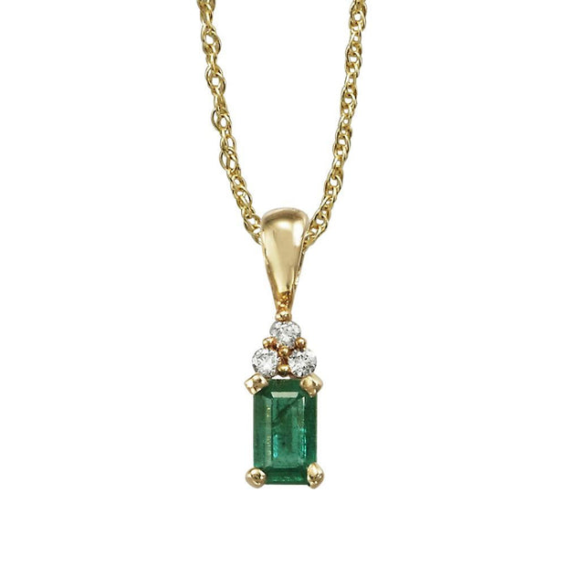 14K Yellow Gold Emerald/Diamond Pendant