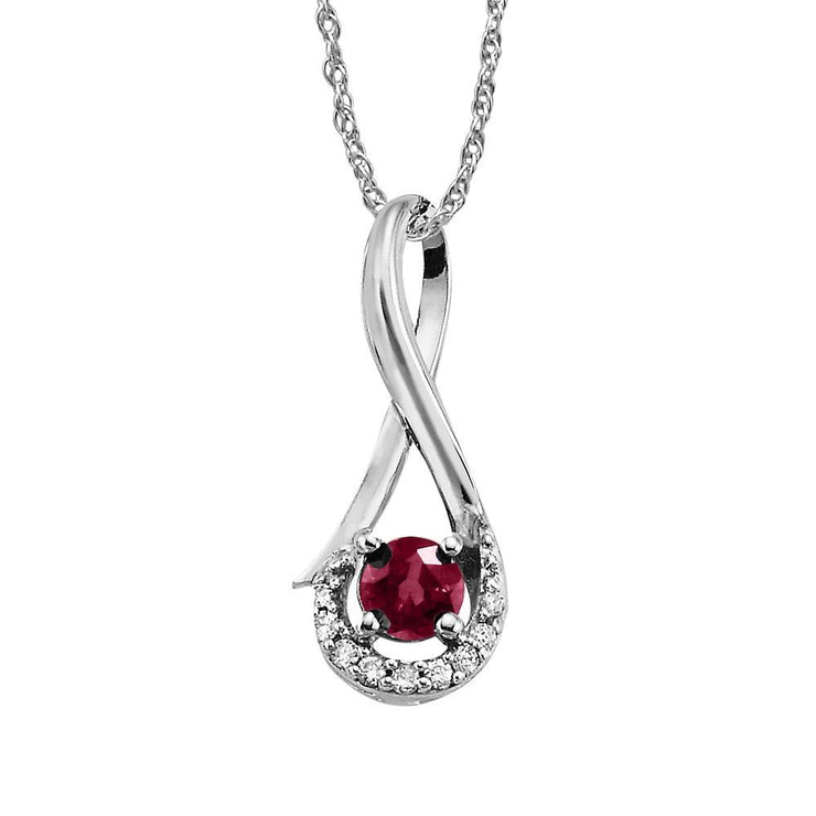 14K White Gold Madagascar Ruby/Diamond Pendant