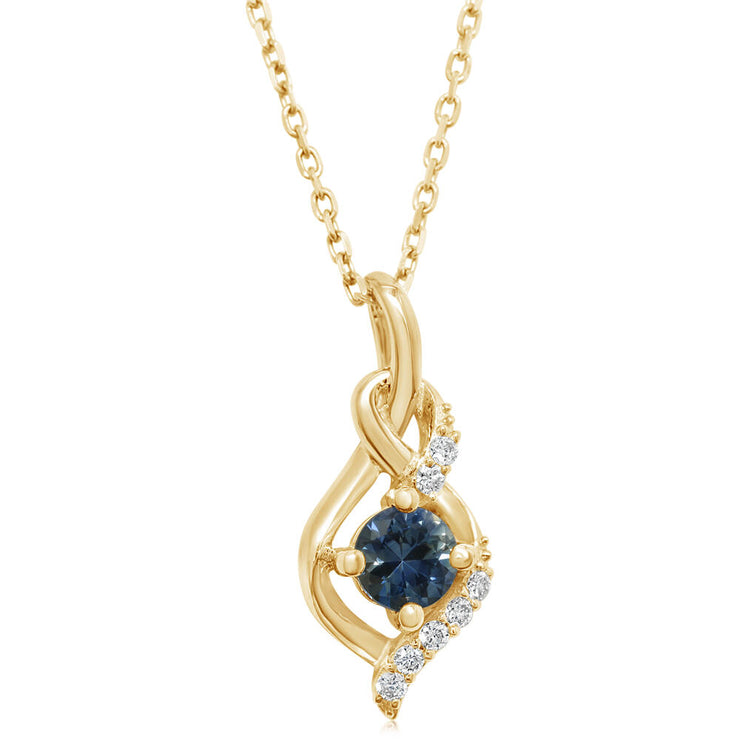 14K Yellow Gold Montana Sapphire/Diamond Pendant