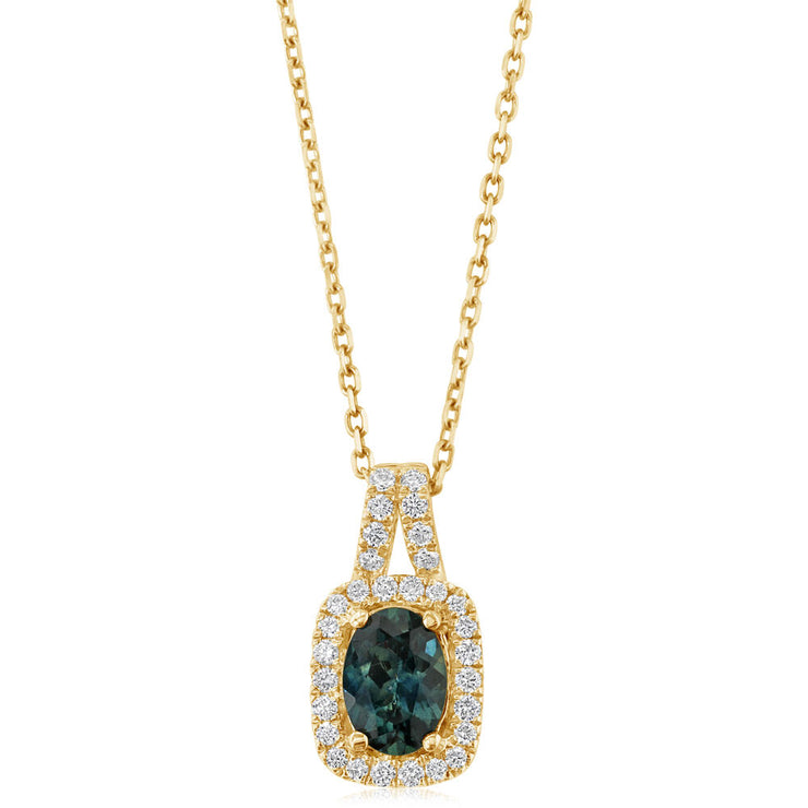 14K Yellow Gold Montana Sapphire/Diamond Pendant