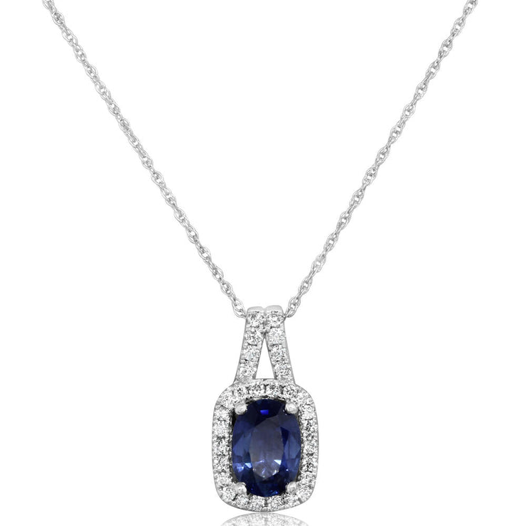 14K White Gold Sapphire/Diamond Pendant