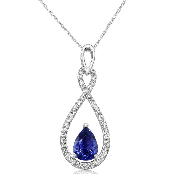 14K White Gold Sapphire/Diamond Pendant