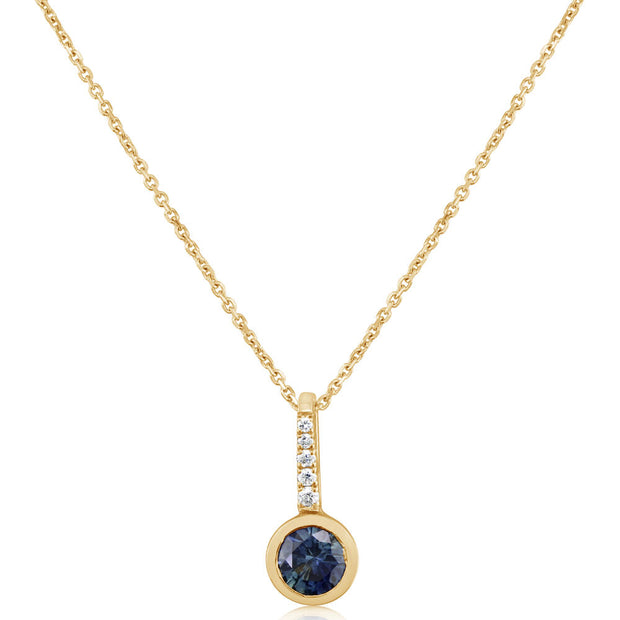 14K Yellow Gold Montana Sapphire/Diamond Pendant